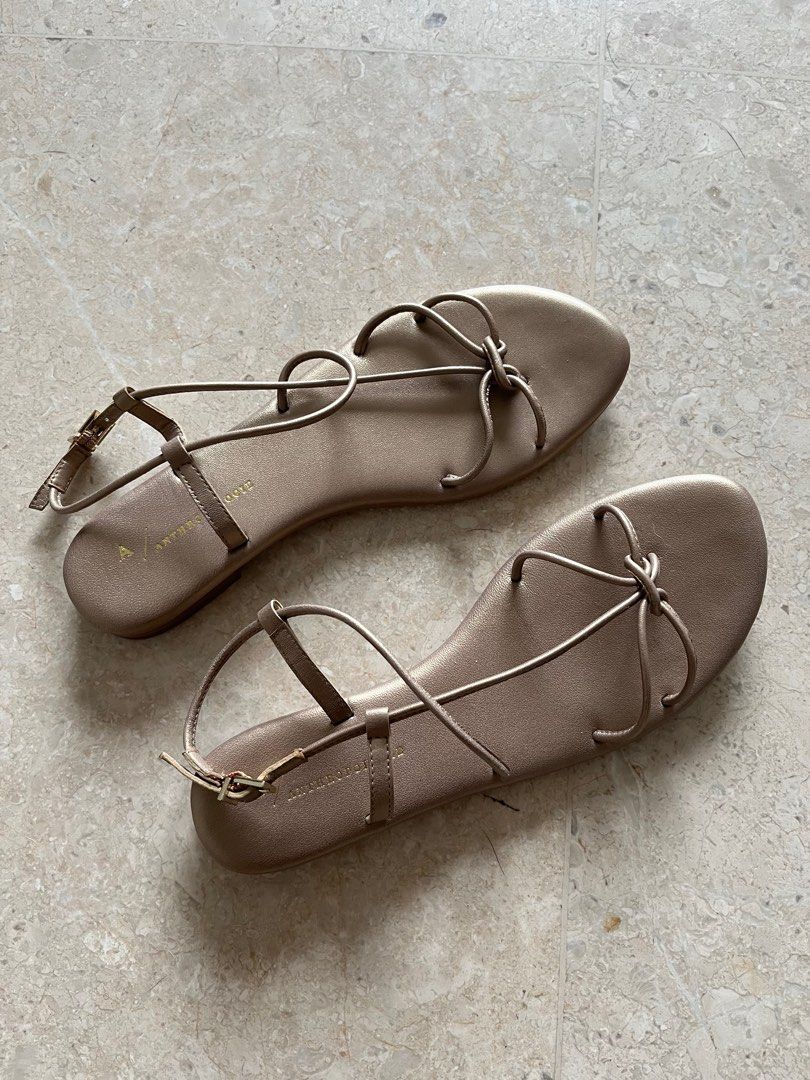 Champagne top flat sandals