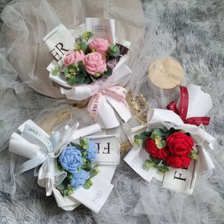 [FOC 🚚] Crochet Roses Bouquet | Valentine's Day Bouquet | Crochet Bouquet | Everlasting Bouquet | Crochet Flowers | Teacher's Day Bouquets | Graduation Bouquet | Mother's Day Gift | Birthday Flower