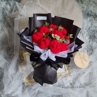 [FOC 🚚] Crochet Roses | Crochet Flower Bouquet | Crochet Bouquet | Everlasting Bouquet | Crochet Flowers | Valentine's Day Bouquet | Teacher's Day Bouquets | Graduation Bouquet | Mother's Day Gift | Birthday Flower