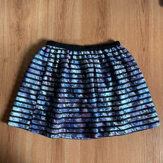 Forever 21 Printed Blue Black Stripes Mini Skirt