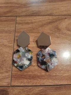 Geometric Geode Gem Crystal Earrings