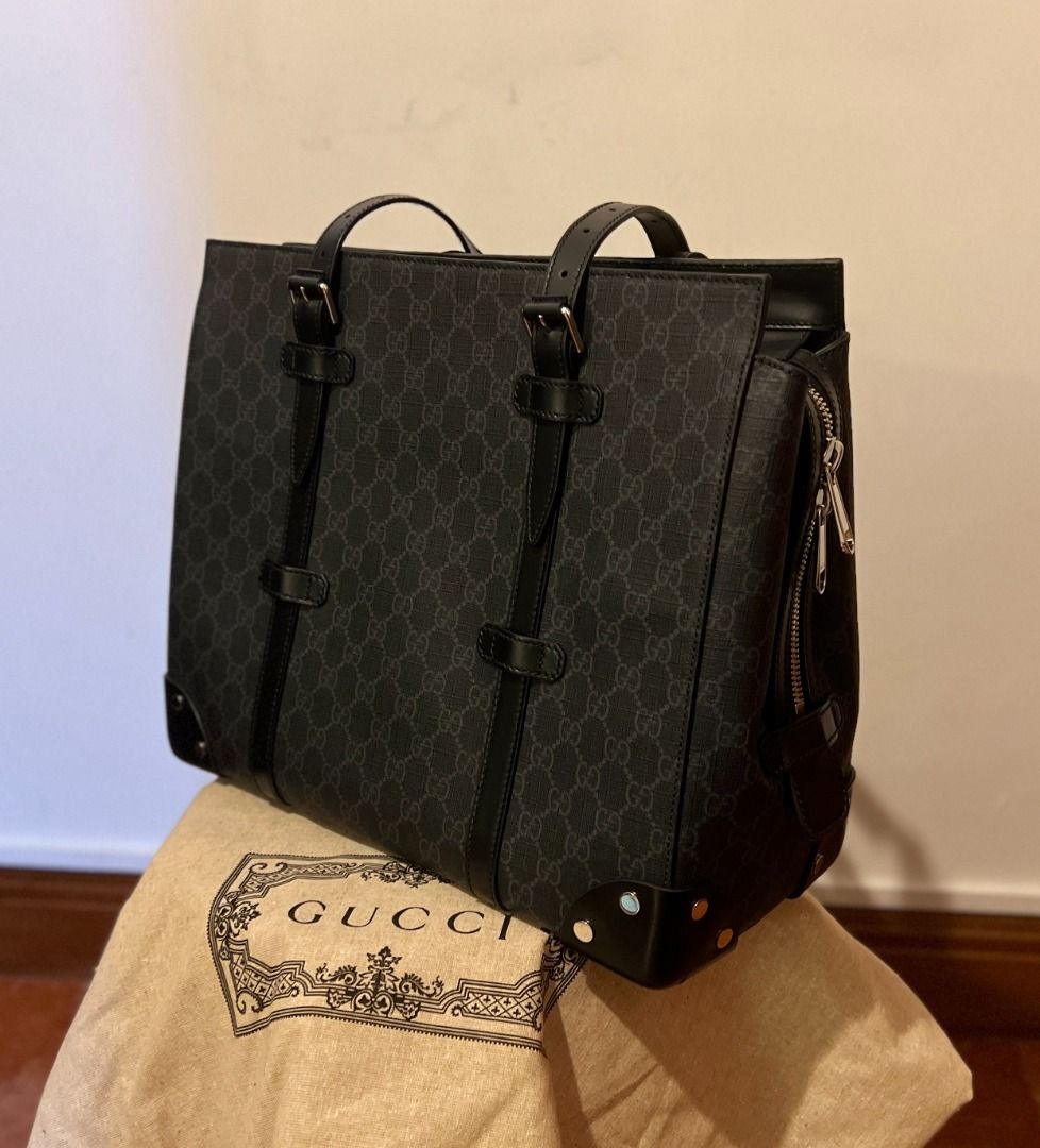 Gg tote bag with leather details online