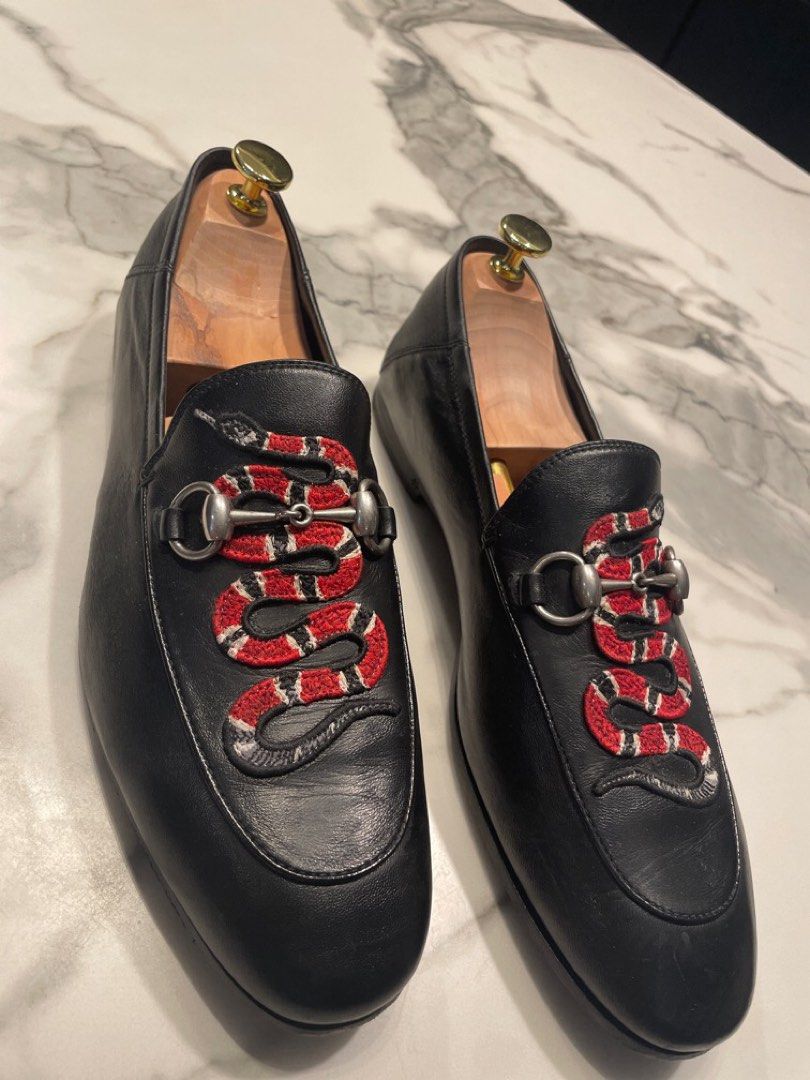 Gucci leather loafers with Kingsnake