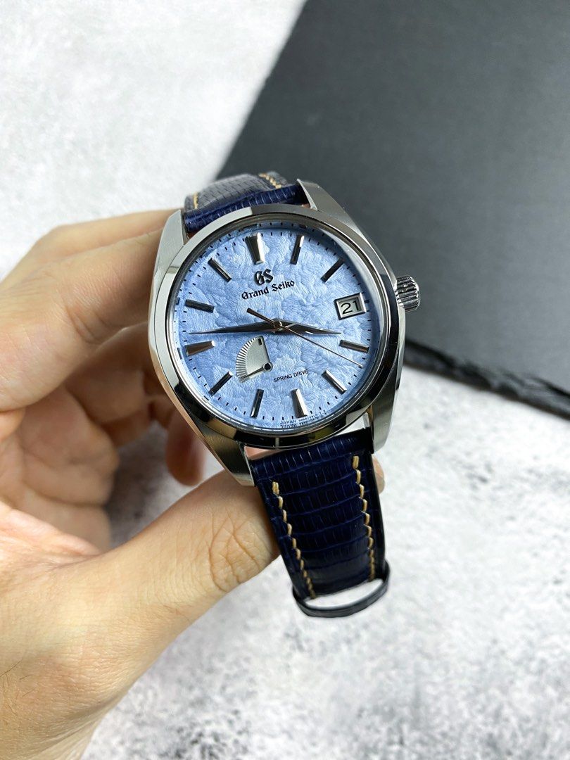 Handmade Navy Lizard Leather Watch Strap for Grand Seiko SBGA435, Luxury,  Watches on Carousell
