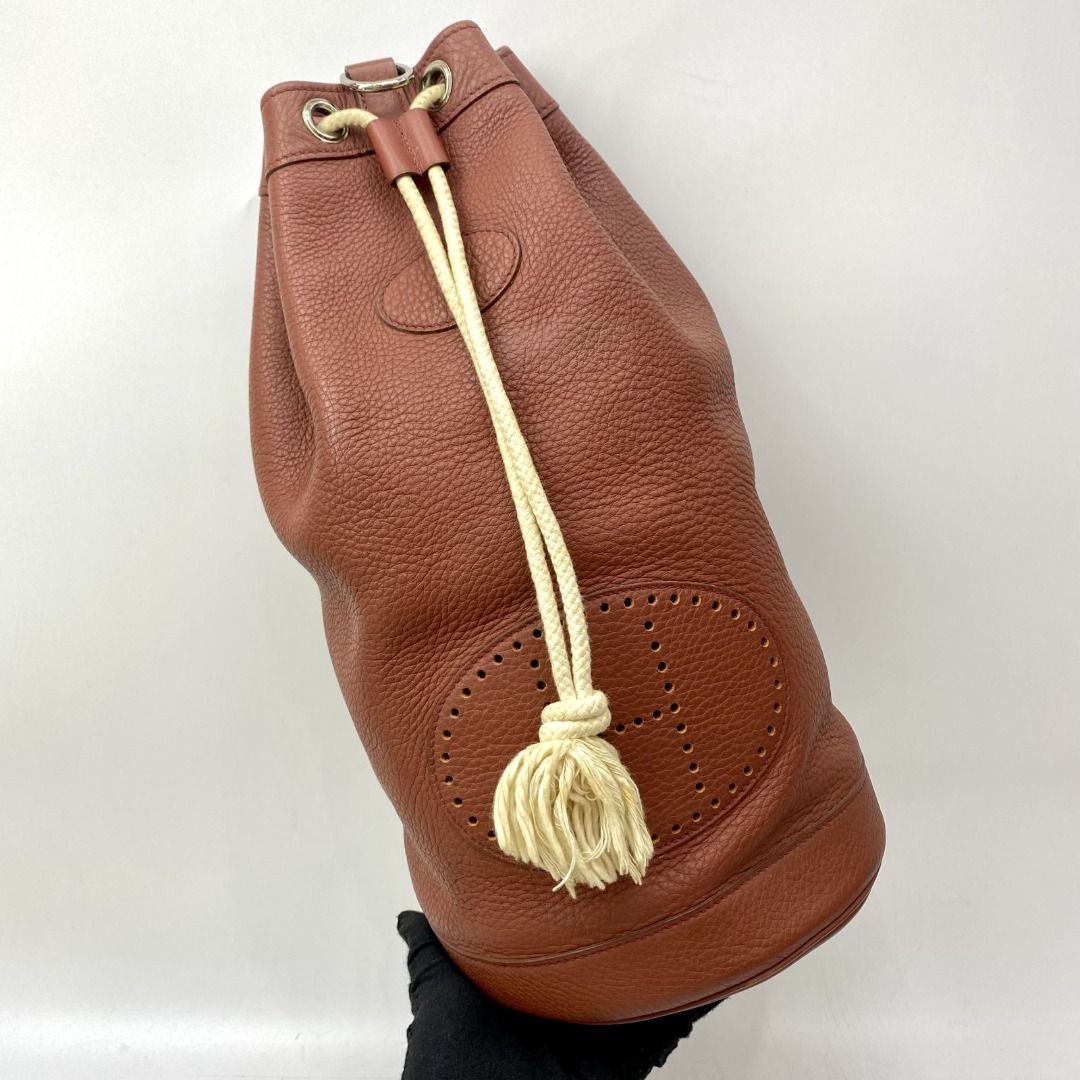 HERMES CLEMENCE LUNCH SQUARE D STAMP DRAWSTRING BAG 227037923 WE