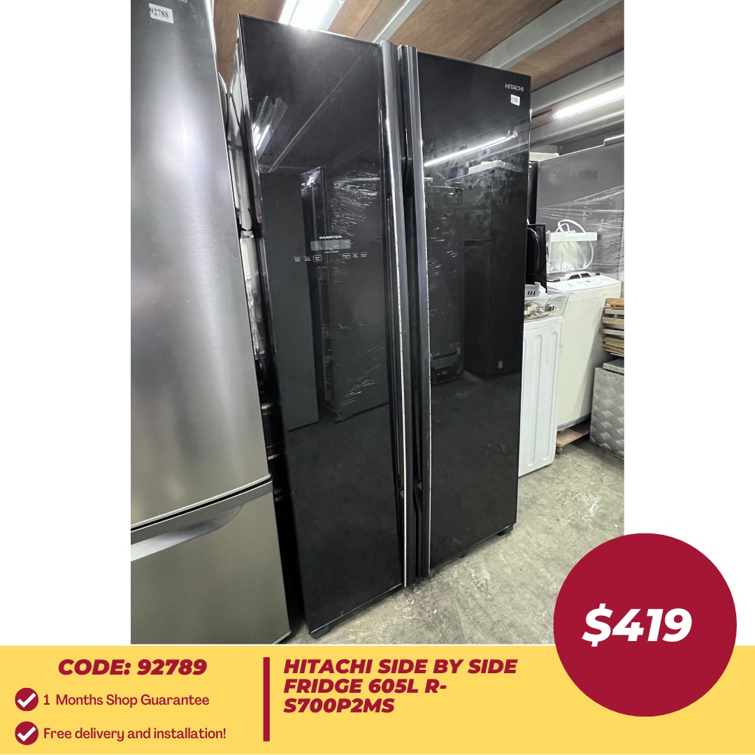 HITACHI side by side Fridge 605L RS700P2MS (92789) Ice maker and water