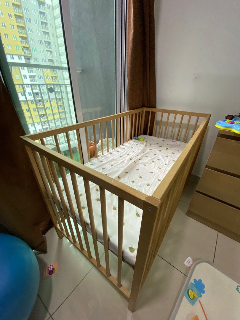 IKEA SNIGLAR Baby Cot with Mattress, Babies & Kids, Baby Nursery & Kids