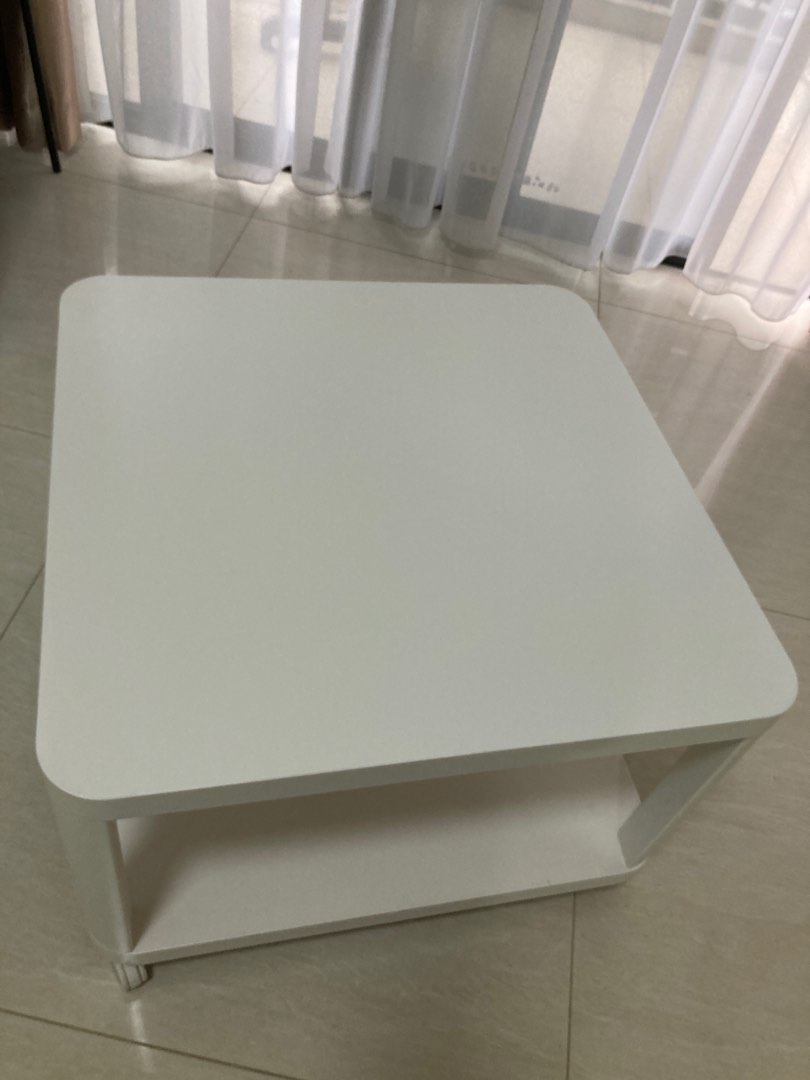 IKEA Tingby Table with castors (white colour, 64x64cm), Furniture