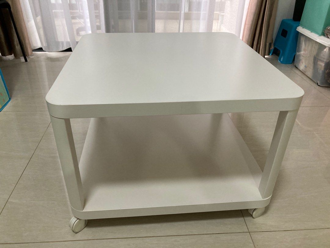 IKEA Tingby Table with castors (white colour, 64x64cm), Furniture