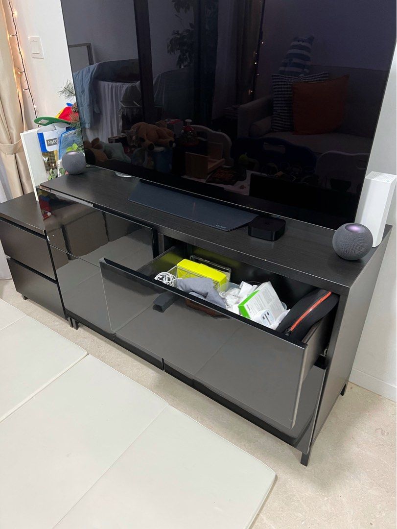 IKEA TV Console with lots of storage, Furniture & Home Living, Furniture, TV Consoles on Carousell