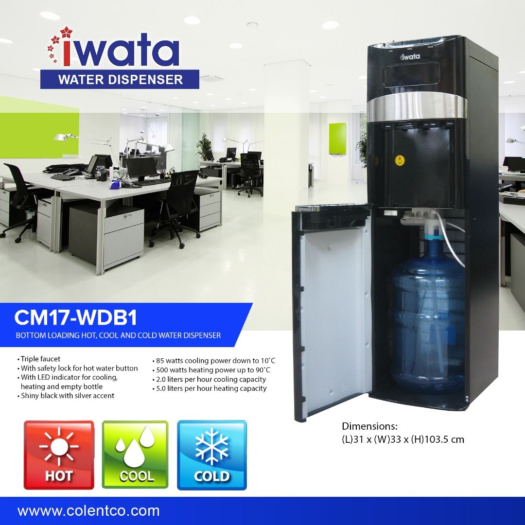 IWATA CM17WDB1 Bottom loading hot, cool and cold water dispenser, TV