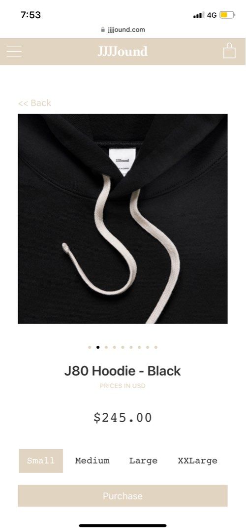 今購入致しますJJJJound J80 Hoodie Black Large