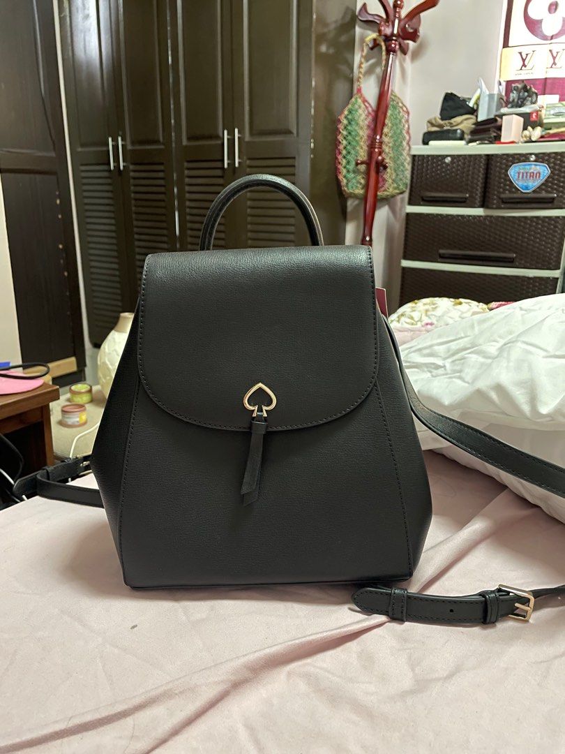 Kate Spade Adel medium flap Leather Backpack (Black)