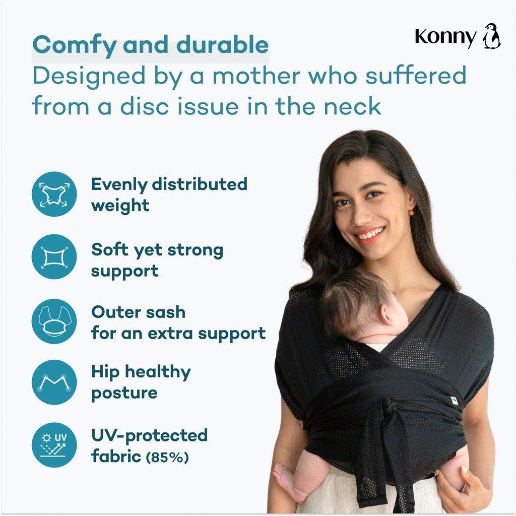 Konny Baby Carrier Elastech™ - Pattern, Hassle-Free Baby Wrap Carriers, Ultra-Lightweight Baby Sling