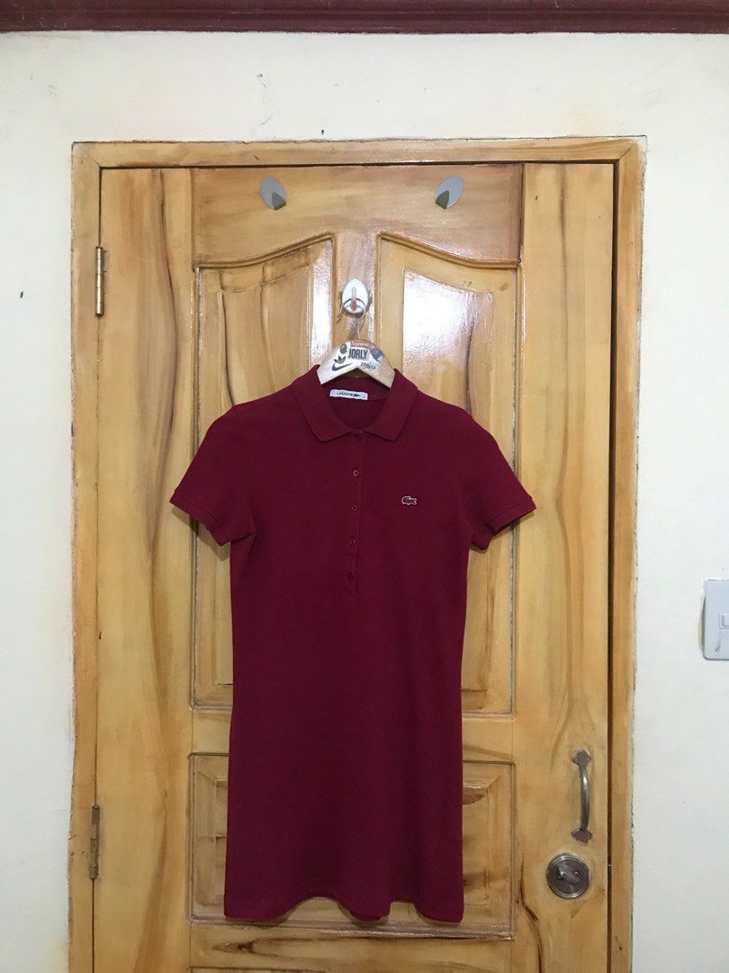 LACOSTE POLO DRESS MAROON FOR WOMEN (AUTHENTIC), Women's Fashion