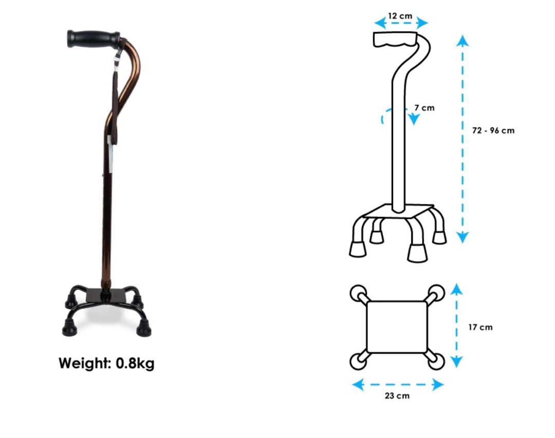 Life Line Quad Cane Walking Stick, Health & Nutrition, Medical Supplies