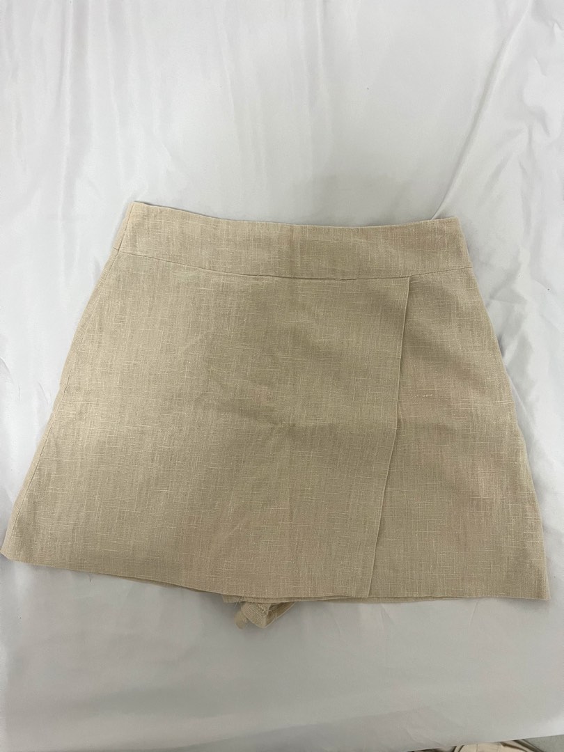 Linen Beige Skorts, Women's Fashion, Bottoms, Skirts on Carousell