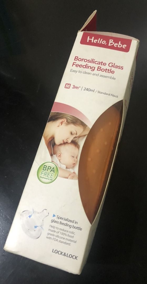Lock&Lock Hello, Bebe Borosilicate Glass Feeding Bottle 240ml (Lock and