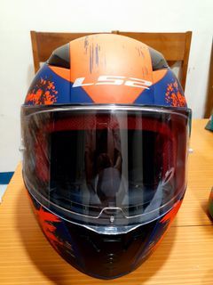 Original LS2 Xxl Helmet Safety Rider Gear Blue and Orange Ride