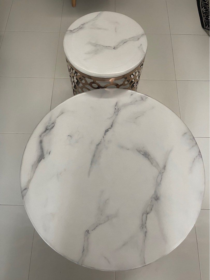Marble Coffee Table and Marble Side Table (2 tables total), Furniture