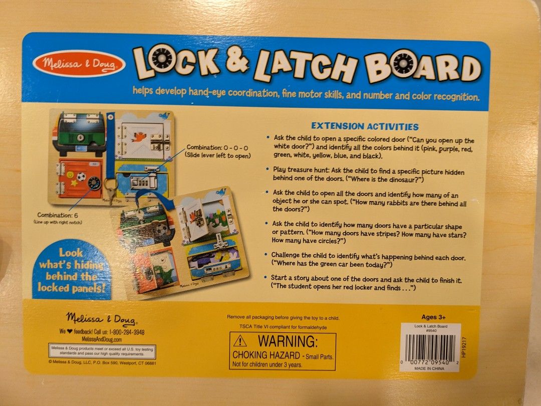Melissa Doug Lock & Latch Board, Hobbies & Toys, Toys & Games on Carousell
