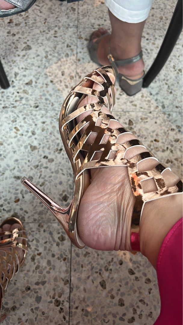 Metallic gladiator heels store
