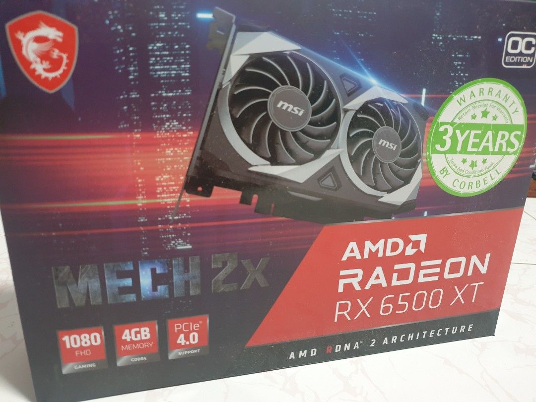 MSI AMD Radeon Rx6500XT MECH 2x 4G OC, Computers & Tech, Parts ...