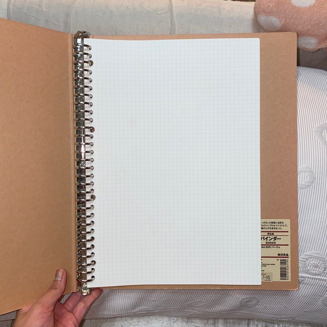 Muji A4 30-ring Binder + A4 Grid Paper, Hobbies & Toys, Stationery ...