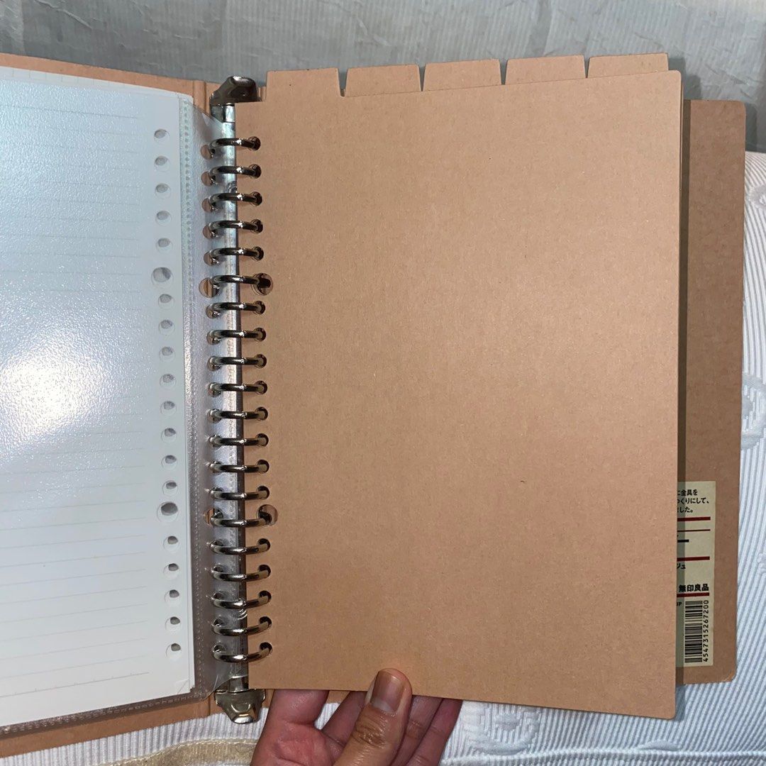 Muji A5 20ring Binder + A5 Lined & Grid Papers + Plastic Folders + 5