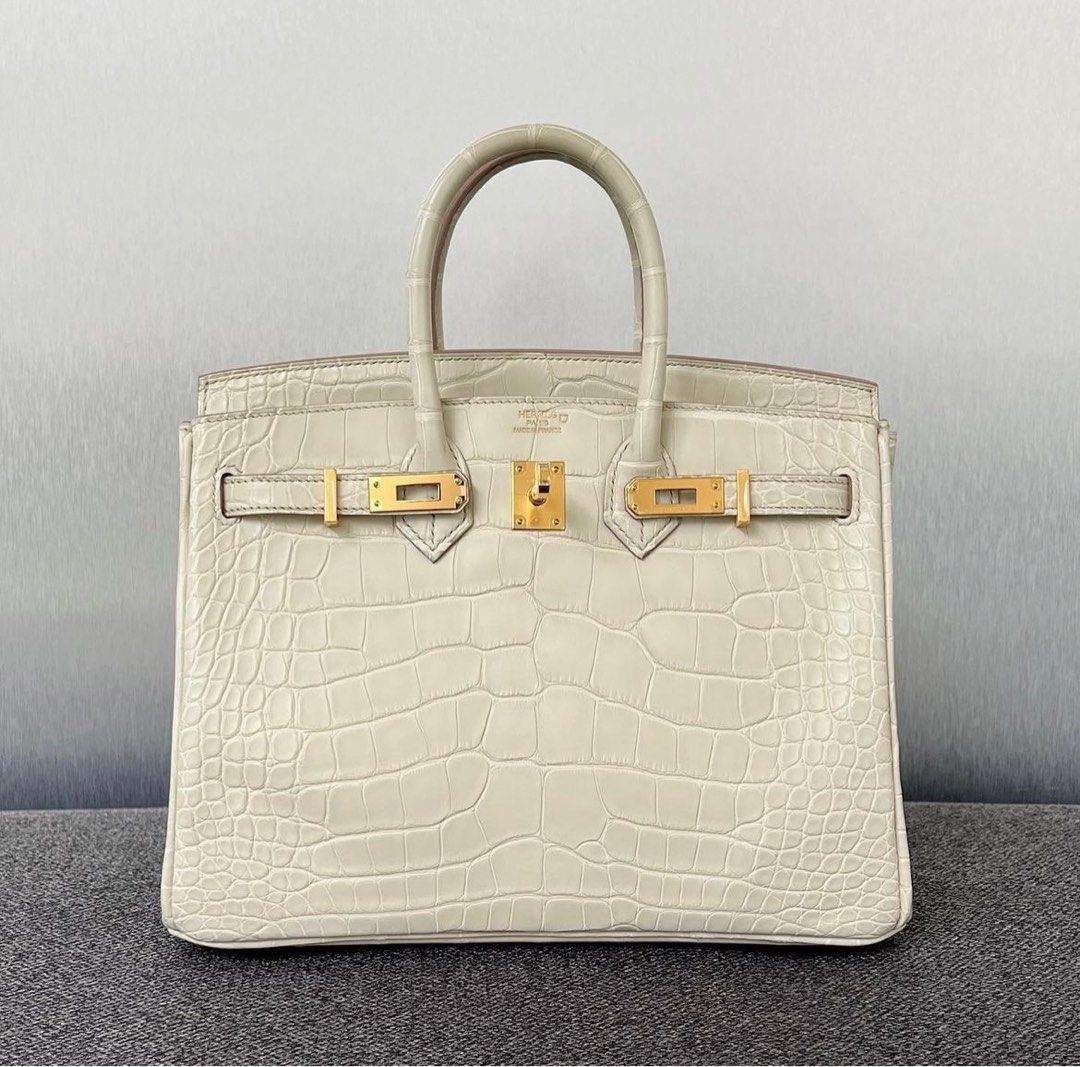 Hermes Birkin Bag 25cm Beton Matte Alligator Gold Hardware