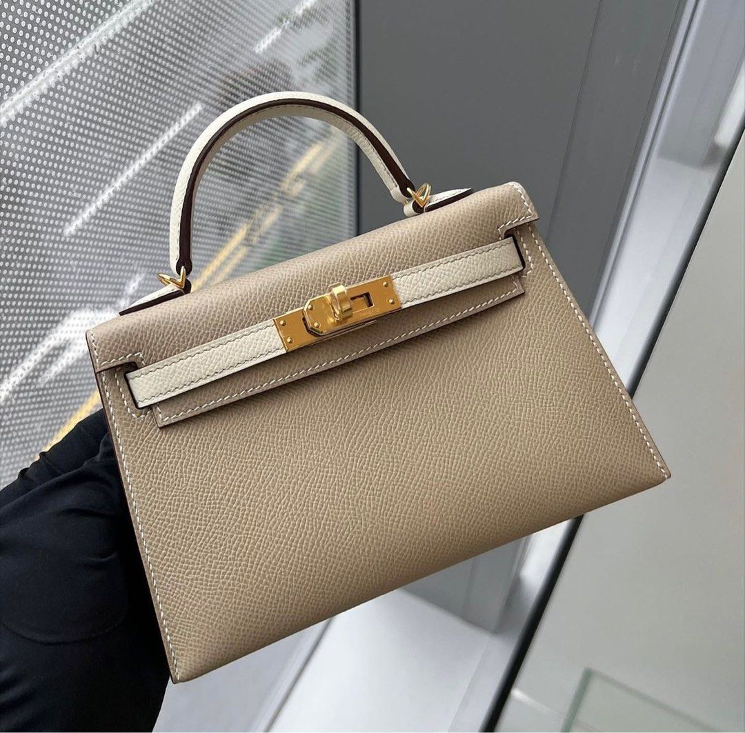 Hermes Special Order HSS Mini Kelly 20 Sellier Bag Craie & Trench