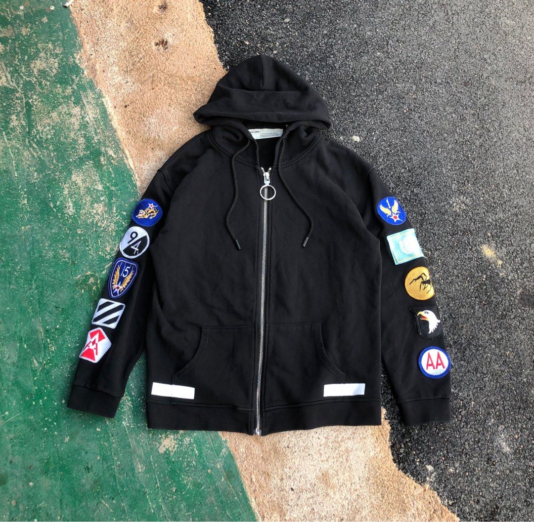 OFF WHITE PATCH ZIP HOODIE