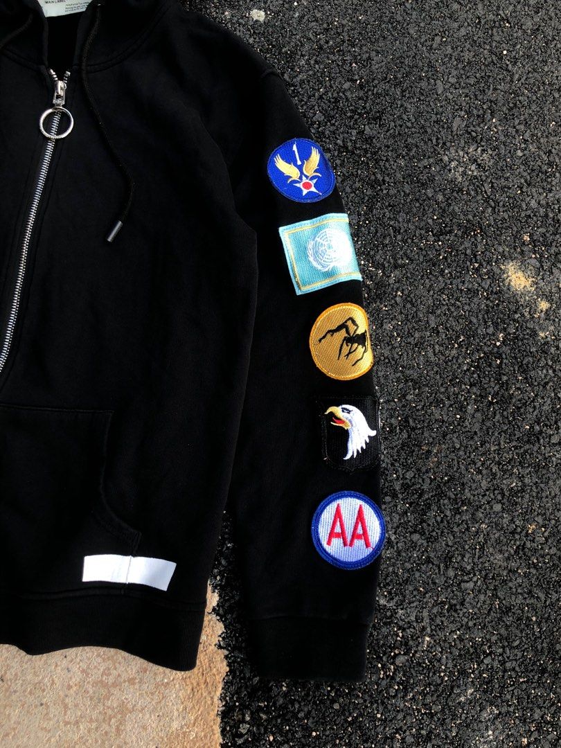 OFF WHITE PATCH ZIP HOODIE