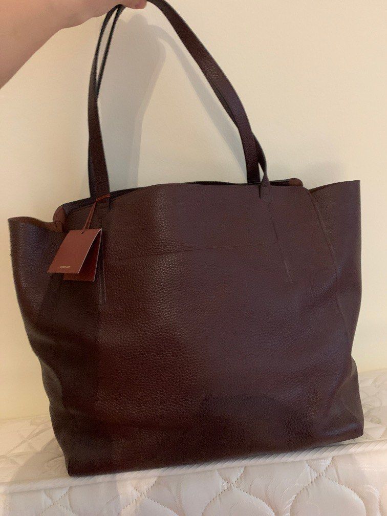 Oroton Avalon Leather Tote Bag rich cherry