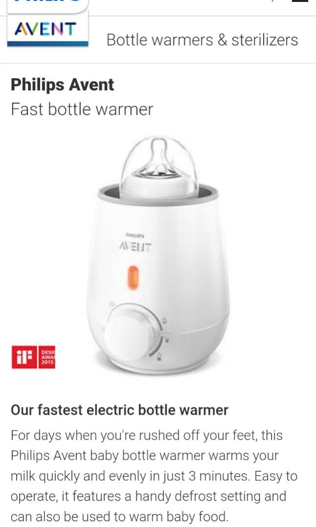 Philips Avent bottle warmer, Babies & Kids, Nursing & Feeding