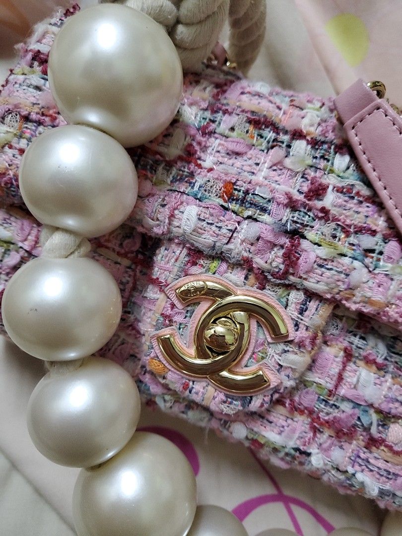 Chanel tweed pearl bag sales