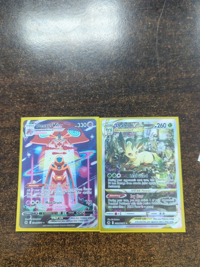 Pokemon cards for sale, deoxys vmax, professor research, leafeon vstar,  Hobbies & Toys, Toys & Games on Carousell
