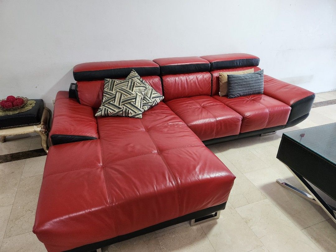 Pure leather Sofa set from Casa italia, Furniture & Home Living