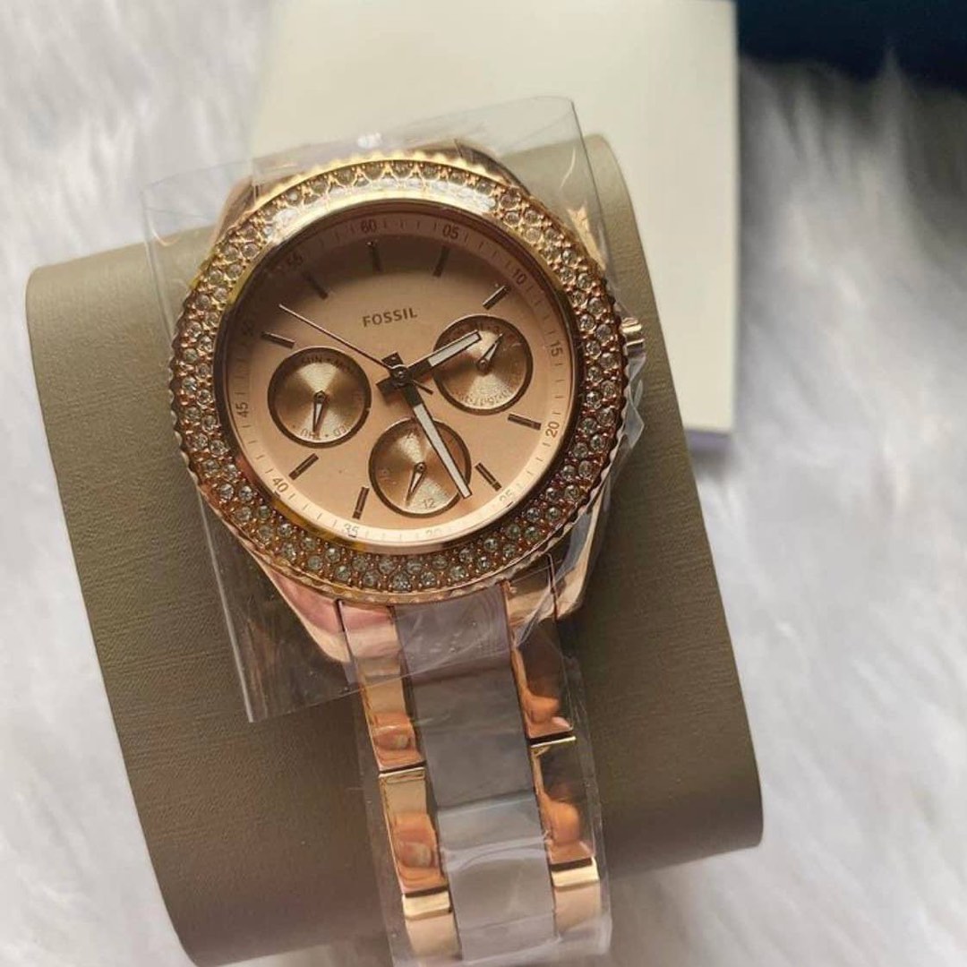 RESTOCK ORIGINAL FOSSIL STELLA CRYSTAL ROSE DIAL