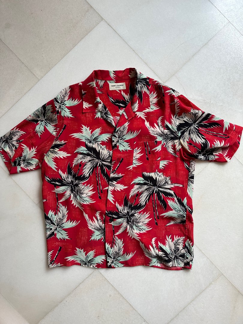 Saint laurent red hawaiian shirt sales