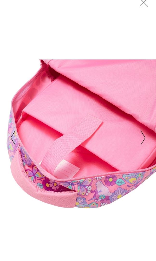 Smiggle Hey There Classic Attachable Backpack (Category: Other Babies Going Out Needs) located in Malabon City. Submitted by andies.closet (Listing ID 1211366354, Image 3). Description: Bought from Singapore Three zipped compartments Main compartment with double zip Soft PVC outer Dual drink bottle sleeves Padded adjustable shoulder straps Padded carry handle 15 inch laptop compartment Internal name label W 30cm x H 42cm x D 13cm Approximately 17
