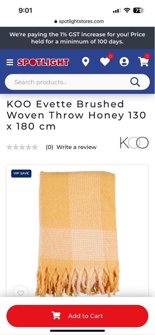 Spotlight Koo Evette Yellow Throw, Furniture & Home Living, Home Decor
