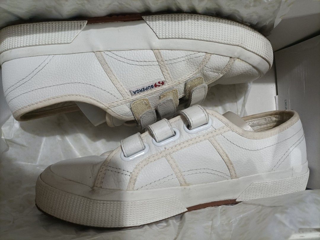 Superga 3 strap leather size 8W Women s Fashion Footwear