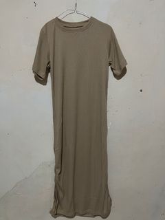 Tshirt rib dress cream