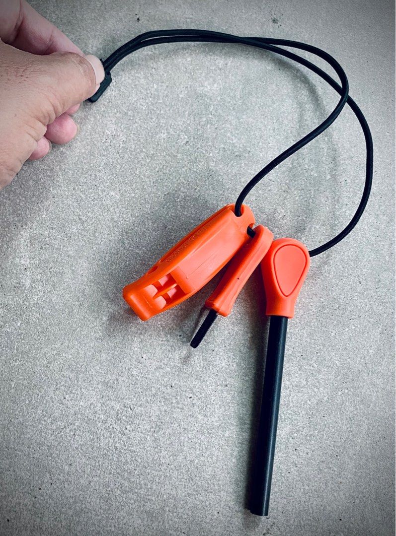 Upgraded Professional XL Ferro Rod with Safety Whistle in Mandarin