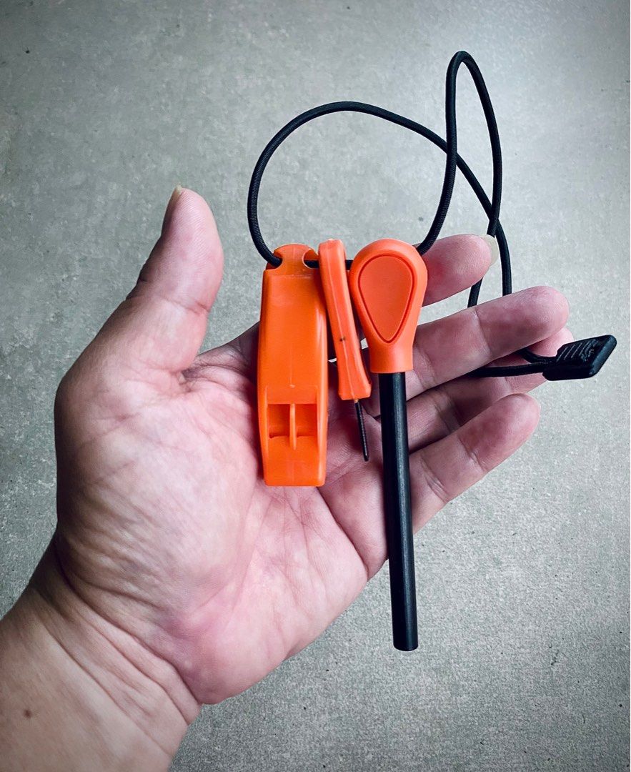 Upgraded Professional XL Ferro Rod with Safety Whistle in Mandarin