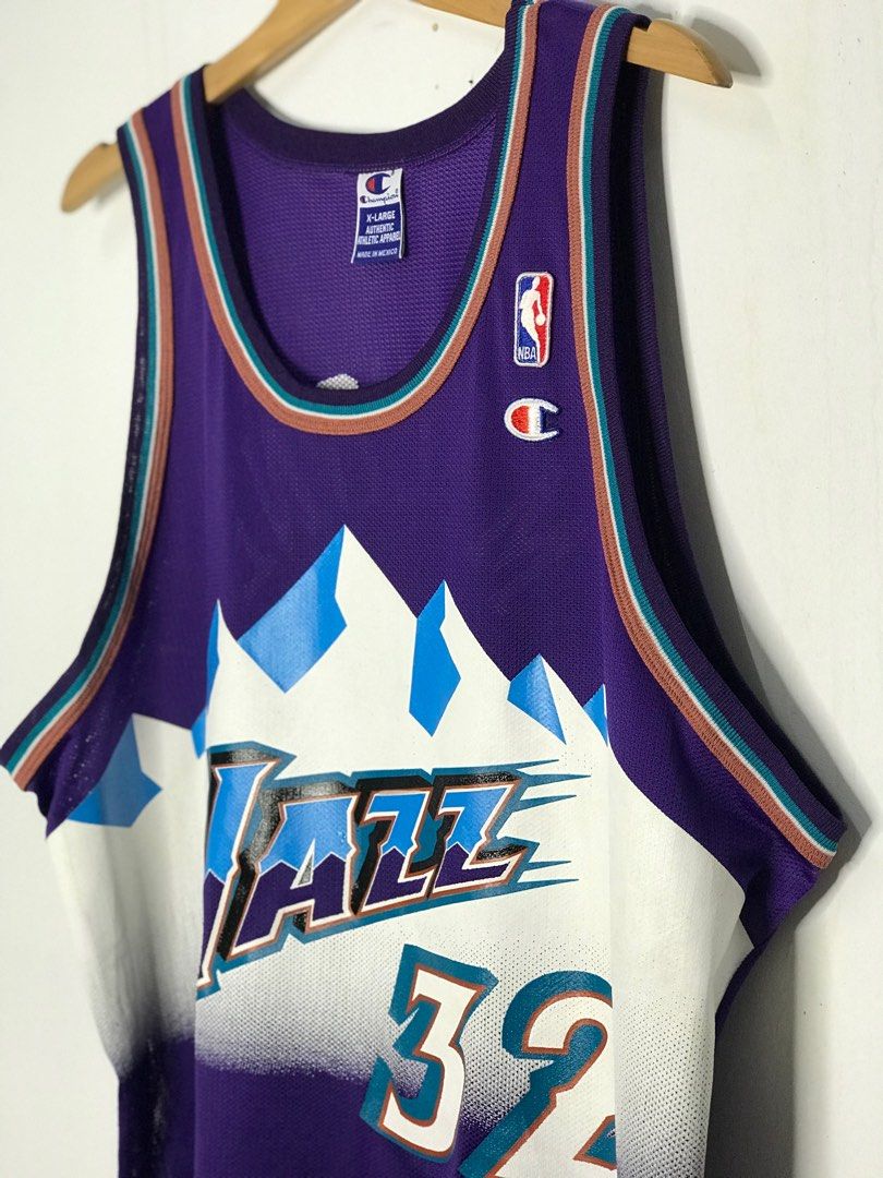 Hoops Media Replica x Utah Jazz x Karl Malone x Champion Jersey x Men's Size Medium