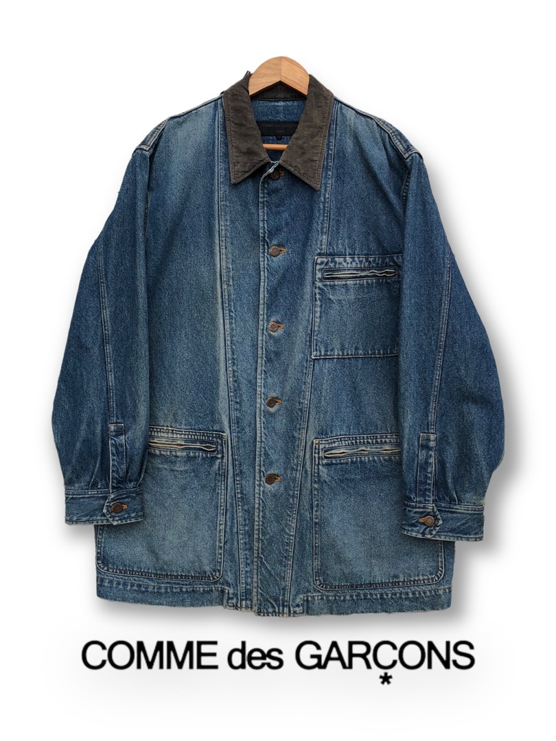 Vintage 90s COMME des GARCONS HOMME Distressed Denim Jacket Men s Fashion Coats Jackets and Outerwear on Carousell