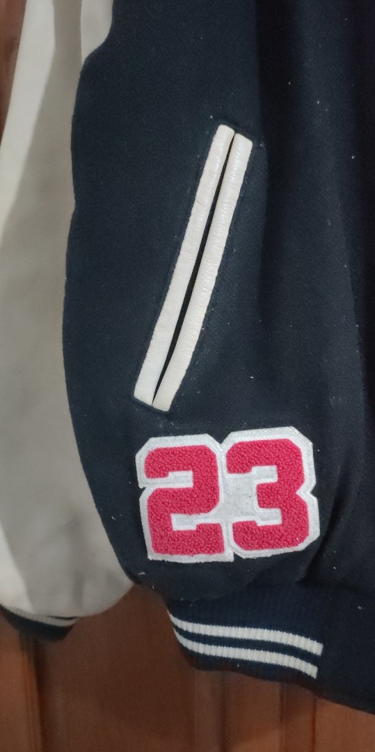 Vintage Nike Air Jordan Leather sleeve jacket, Men's Fashion, Coats