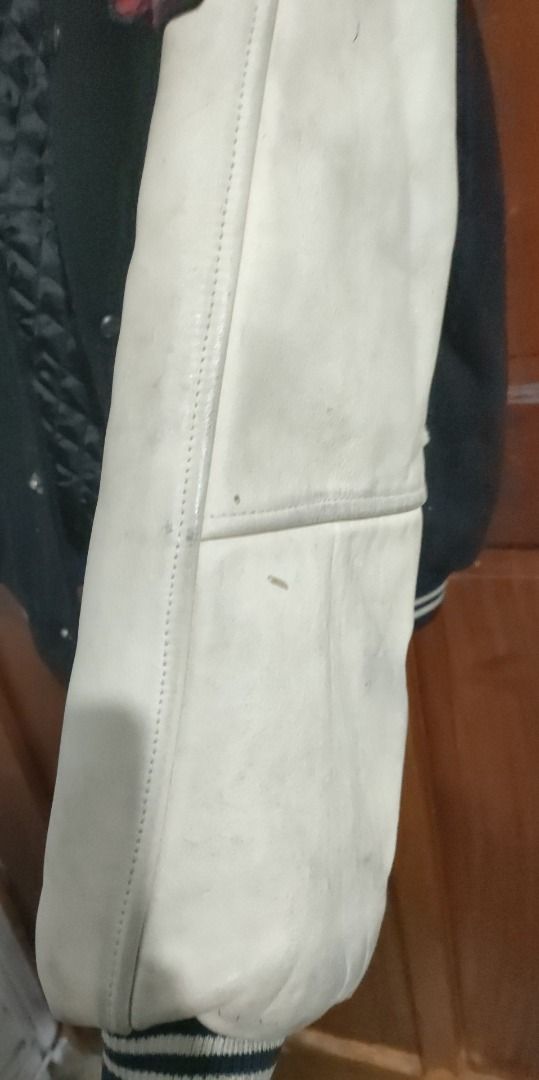 Vintage Nike Air Jordan Leather sleeve jacket, Men's Fashion, Coats